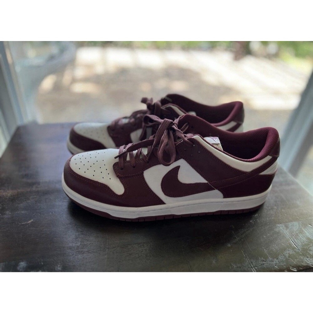Nike Dunk Low Maroon White Men's Athletic Sneakers Lace Up Colorblock Low Top